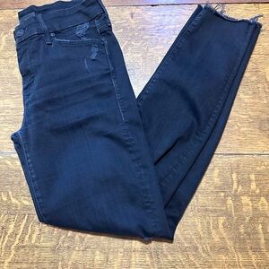 Mother The Looker Ankle‎ Fray Women's 25 Black Distressed Stretch Skinny Jeans